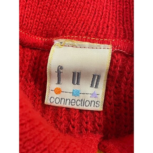 Vintage Fun Connections Medium (4/5) Boys Sweater Yellow Red Collar McDonald's - Picture 3 of 4